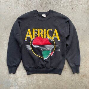 Vintage Africa Map Sweatshirt Crewneck Size: Medium 50/50 Blend